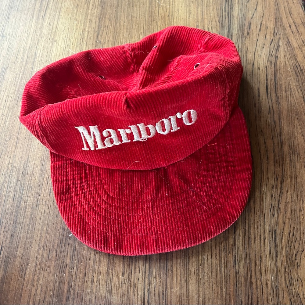 Vintage Marlboro Corduroy Hat – Red – Made in USA
